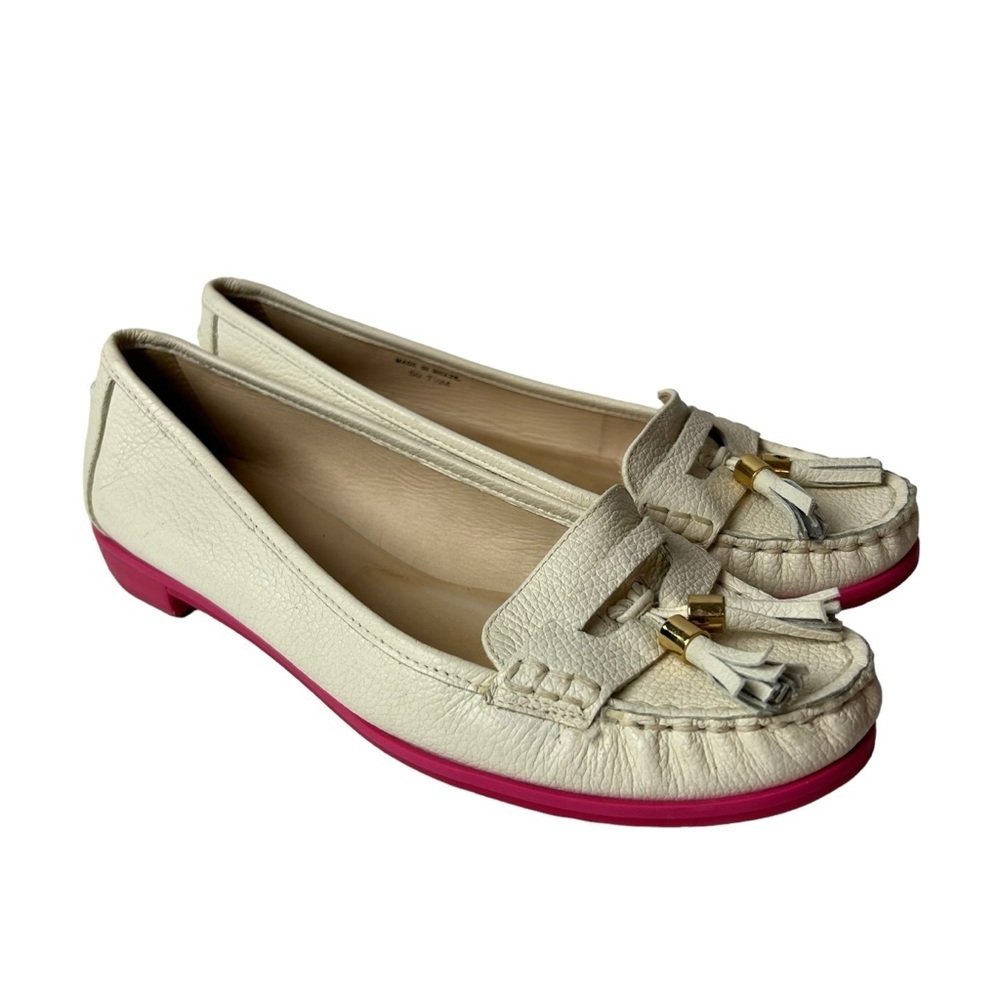 Kate Spade Women’s Loafers Tassel ivory Leather Shoes Size 7.5 M - Picture 5 of 8